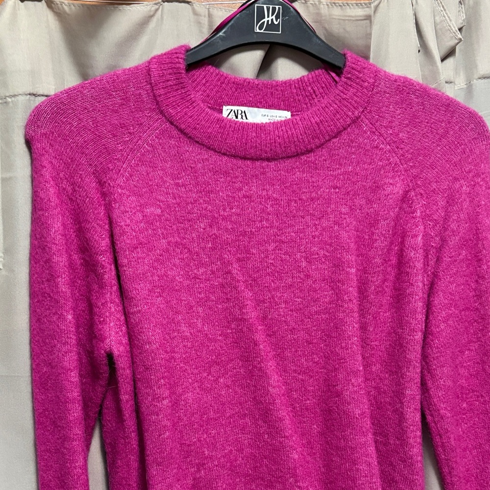 Zara Bold Fuchsia Crewneck Sweater